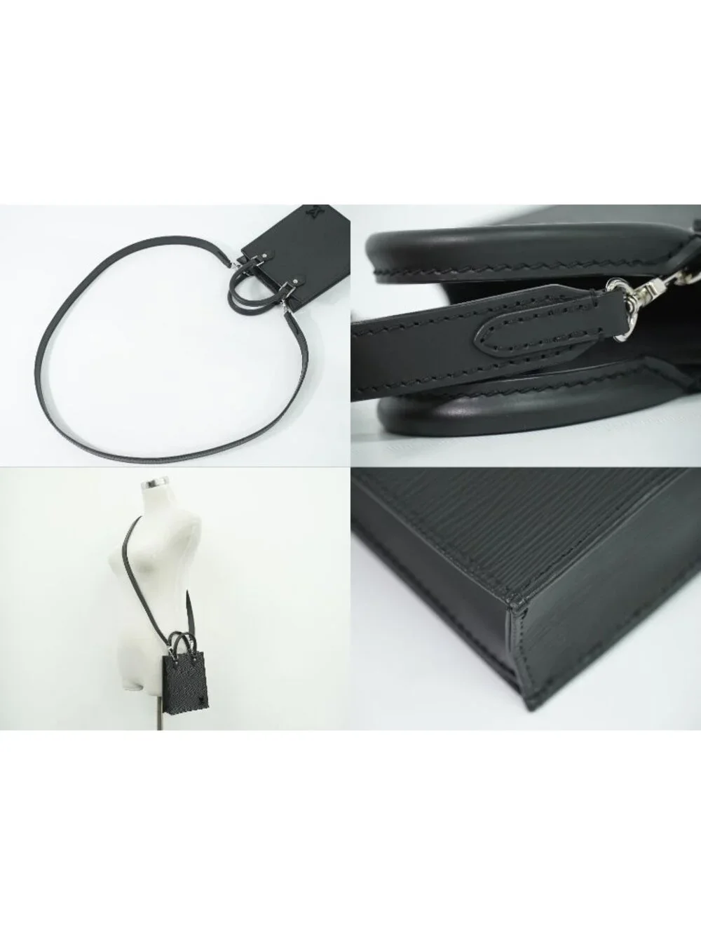Louis Vuitton LV Petite Sac Plat Epi Leather 2-Way Shoulder Bag Noir Black